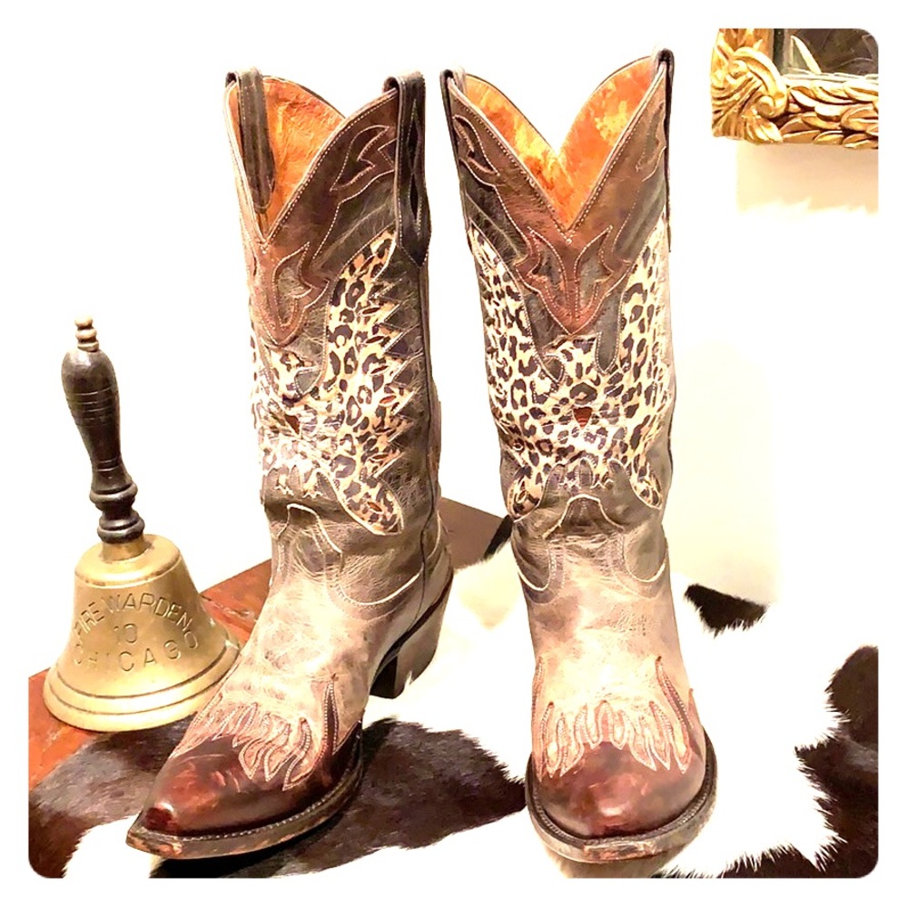 JOHNNY RINGO Cheetah Phoenix/Eagle Inlay Boots